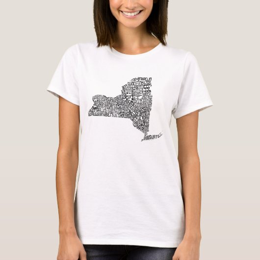Word Art Map van provincie NY New York T-shirt (Voorkant)