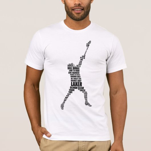 Word Art-naam en -nummer van Lacrosse Player T-shirt (Voorkant)