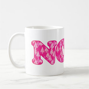 Word Art - Noel gepatterd in Fuchsia Pink-bomen Koffiemok