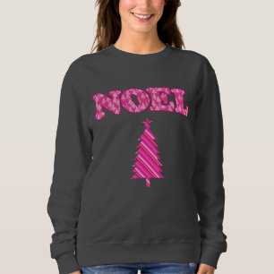Word Art - Noel gepatterd in Fuchsia Pink-bomen Trui