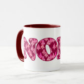 Word Art - Noel patterde met bomen in Bourgogne Mok (Voorkant links)