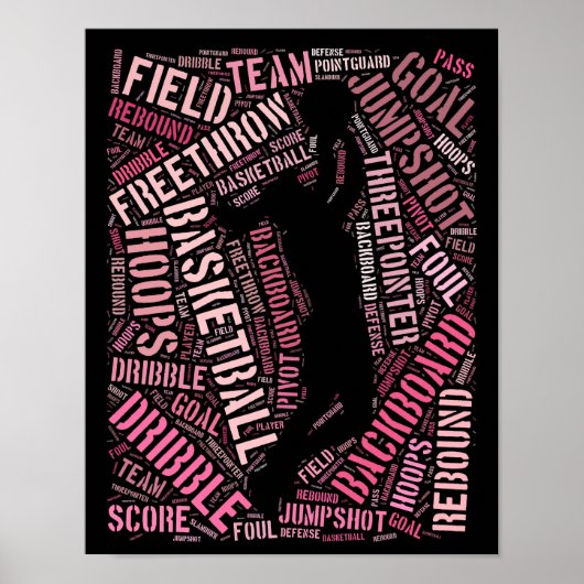 Word Art Poster voor Girl Basketball Player (Voorkant)