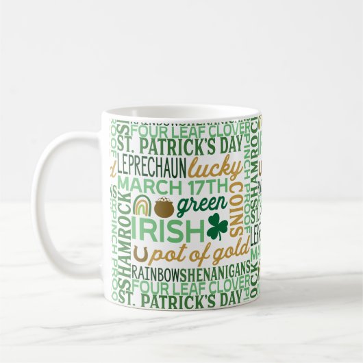 Word Art St Patrick's Day Koffiemok (Links)