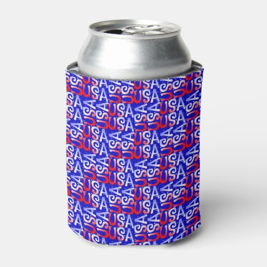 Word Art USA-tekst, blauwe DRINK KOELBOX Blikjeskoeler (Blikje Voorkant)