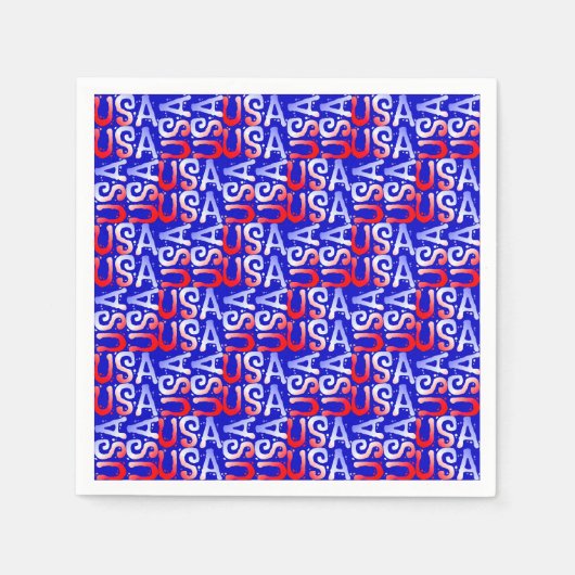 Word Art USA Text, Blue-PAPER PARTY NAPKINS Servet (Voorkant)