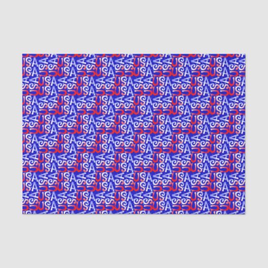 Word Art USA Text, Blue-TISSUE WRAPPING PAPER Tissuepapier (Voorkant)