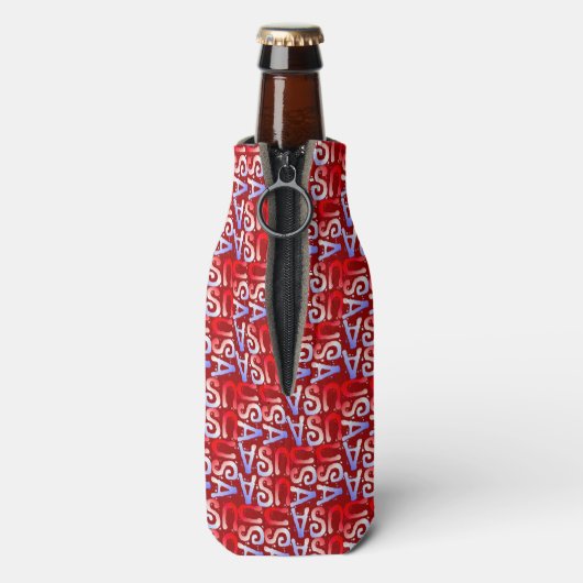 Word Art USA Text, Red-DRINK FLES COOLER (Fles Achterkant)