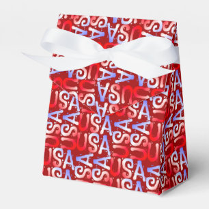 Word Art USA Text, Red-party FAVOR BOX, tent Bedankdoosjes