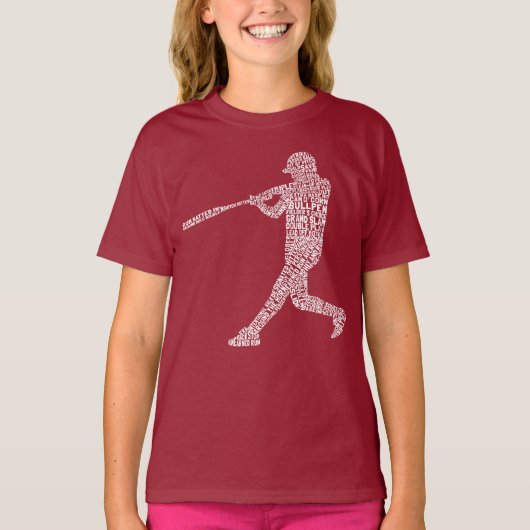Word Art van de softball Player T-shirt (Voorkant)