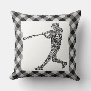 Word Art van softbal van de Baseball Player Kussen