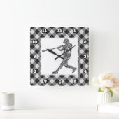 Word Art van softball Baseball Player Vierkante Klok (Huis)