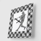 Word Art van softball Baseball Player Vierkante Klok (Hoek)