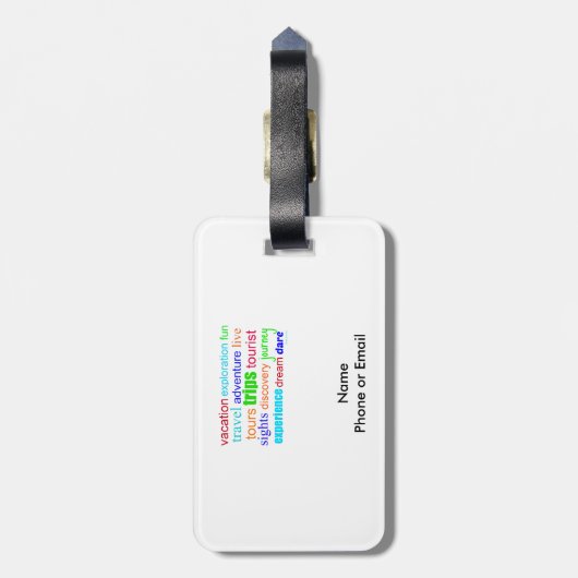 Word Art voor reizen en verkennen Bagagelabel (Achterkant verticaal)