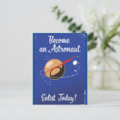 Word astronaut vandaag ingeschreven! briefkaart (Staand voorkant)
