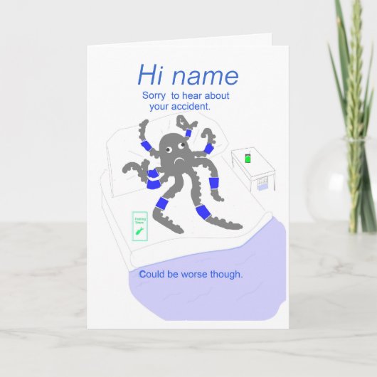 Word beter na een ongeluk, voeg voornaam toe kaart (Voorkant)