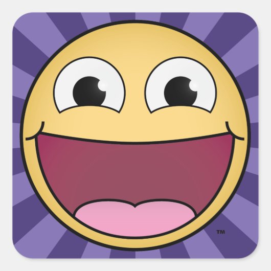 Word blij! Paarse vierkante Stickers (Voorkant)