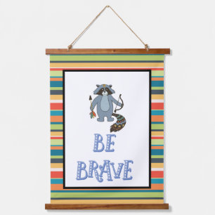 Word Brave Boho Raccoon Nursery Art Hangend Wandkleed