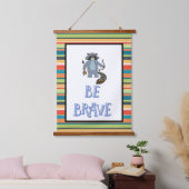 Word Brave Boho Raccoon Nursery Art Hangend Wandkleed (Slaapkamer)