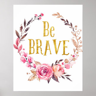 Word Brave Boho Woodland Baby Nursery Print Poster