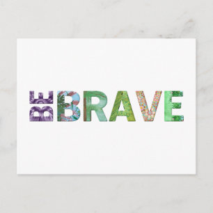 Word Brave Happy quote Briefkaart