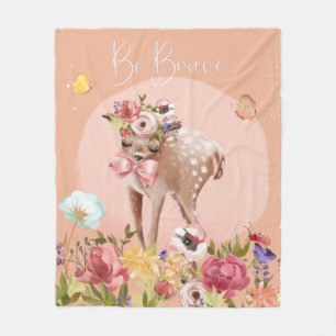 Word Brave Inspirerend Woodland Deer Nursery Fleece Deken