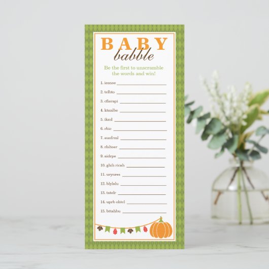 Word-breekbaar spel, Baby shower-spel (Staand voorkant)