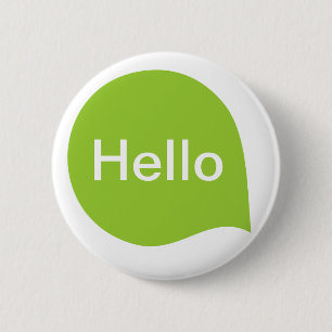 Word Bubble - Martian Green over White Ronde Button 5,7 Cm