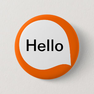 Word Bubble - Wit op Sinaasappel Ronde Button 5,7 Cm