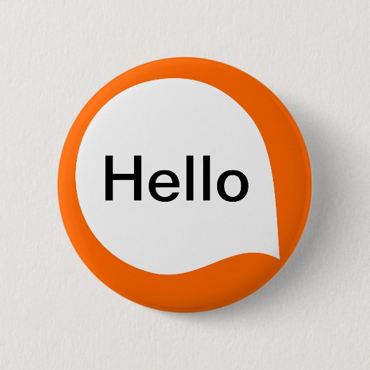 Word Bubble - Wit op Sinaasappel Ronde Button 5,7 Cm (Voorkant)