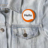 Word Bubble - Wit op Sinaasappel Ronde Button 5,7 Cm (In situ)