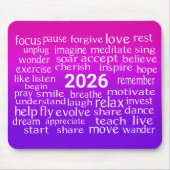 Word Cloud 2026 op roze en Paarse Muismat (Voorkant)