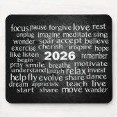 Word Cloud 2026 voor Black Slate Rock Muismat (Voorkant)