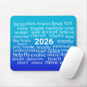 Word Cloud 2026 voor Blue Hues Muismat