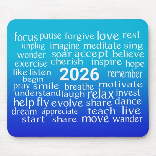 Word Cloud 2026 voor Blue Hues Muismat (Voorkant)