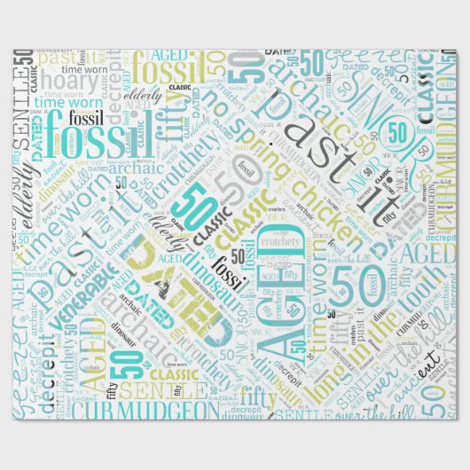 Word Cloud 50 Blue ID266 van Birthday Cadeaupapier (Vlak)
