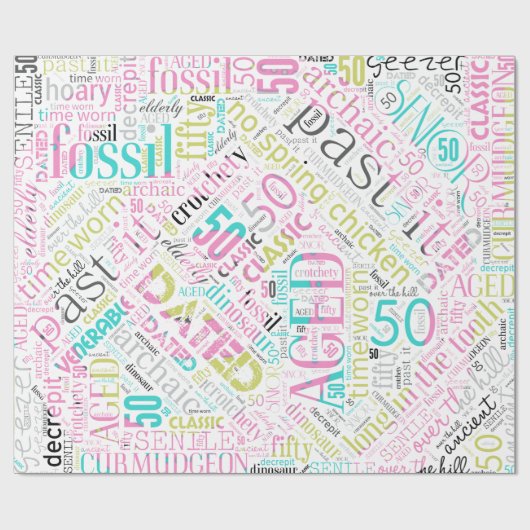 Word Cloud 50 roze ID266 van Birthday Cadeaupapier (Vlak)