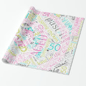 Word Cloud 50 roze ID266 van Birthday Cadeaupapier (Uitgerold)