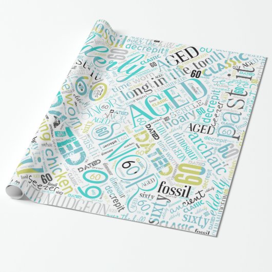 Word Cloud 60 Blue ID266 Cadeaupapier (Uitgerold)
