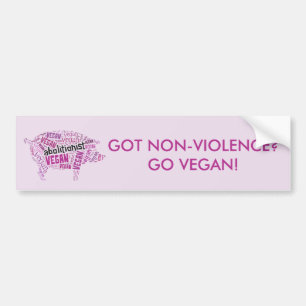 Word-Cloud "Abolitionist Vegan" - Roze Varken & Ci Bumpersticker