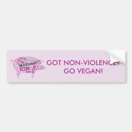 Word-Cloud "Abolitionist Vegan" - Roze Varken & Ci Bumpersticker (Voorkant)