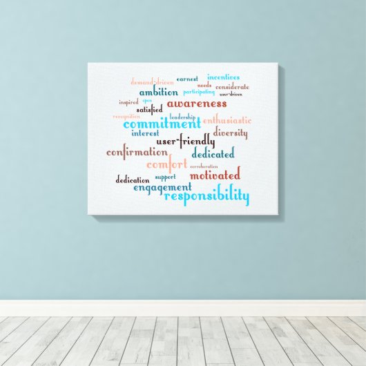 Word Cloud  achtergrond voor teammotivatie Canvas Afdruk (Insitu (Houten vloer))