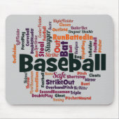 Word Cloud Baseball Muismat (Voorkant)