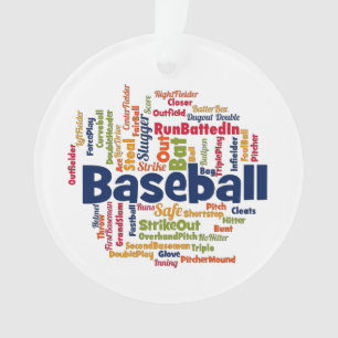 Word Cloud Baseball Ornament