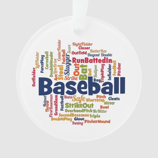 Word Cloud Baseball Ornament (voorkant)