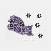 Word Cloud Cat en Paw Print Fleece Deken (Voorkant (Horizontaal))