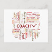 Word Cloud Coach-expertise - rood Sinaasappel Briefkaart (Voorkant)