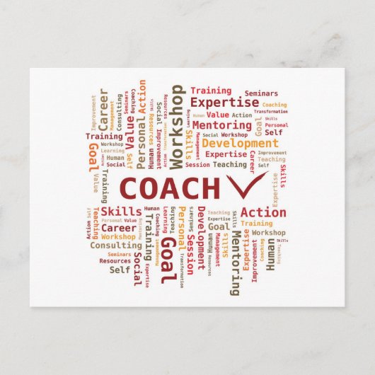 Word Cloud Coach-expertise - rood Sinaasappel Briefkaart (Voorkant)