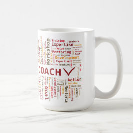 Word Cloud Coach-expertise - rood Sinaasappel Koffiemok