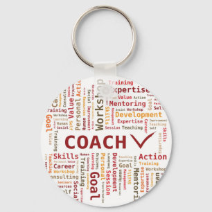 Word Cloud Coach-expertise - rood Sinaasappel Sleutelhanger