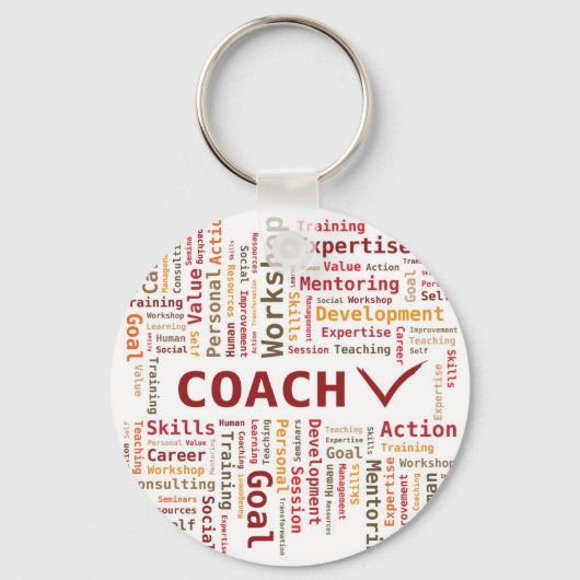 Word Cloud Coach-expertise - rood Sinaasappel Sleutelhanger (Voorkant)